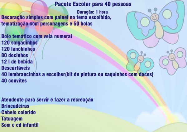 Festa Escolar para 40 pessoas